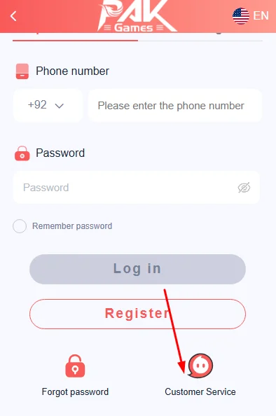 Click on customer service on the login page